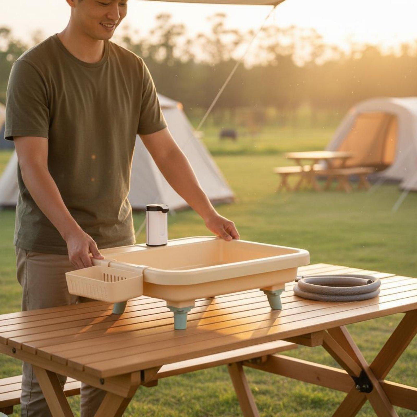 Camping - Wastafel Camping Portabel dengan Keran Terintegrasi