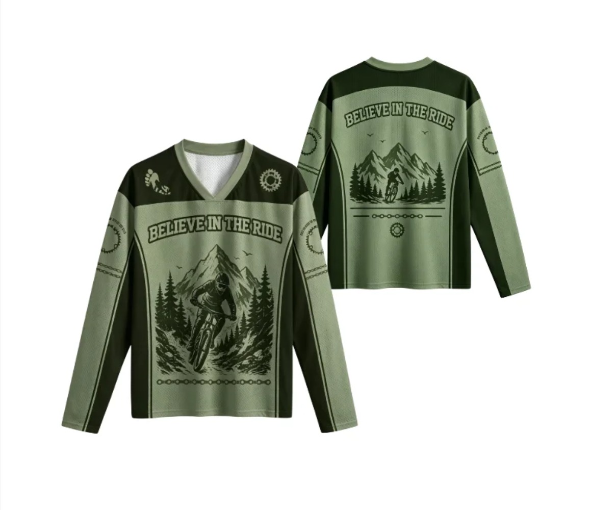 Cycling - Kaos Olahraga V-Neck Lengan Panjang Pria