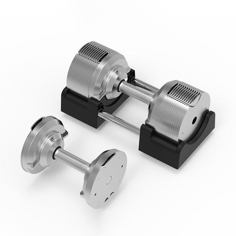 Adjustable Dumbbell Pair 40Kg - Dumbbell Elektroplated Perak yang Dapat Disesuaikan