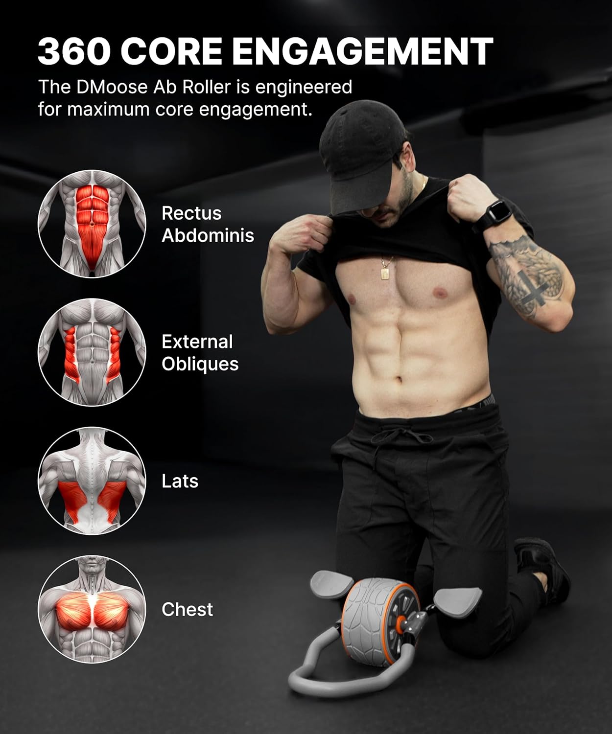 DMoose Fitness Ab Roller Wheel - Ab Roller Wheel With Elbow Support ulasan dan harga