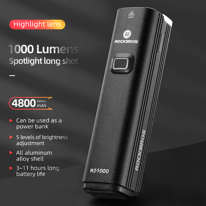ROCKBROS lampu depan sepeda LE - Rechargeable Bicycle Headlight 1000 Lumen ulasan dan harga